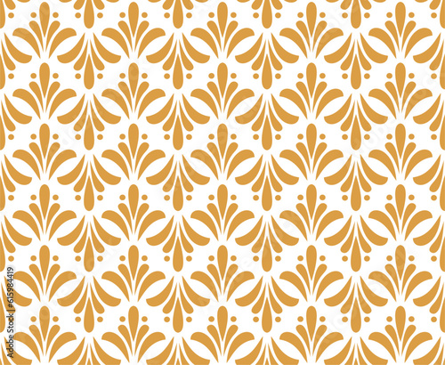 Flower geometric pattern. Seamless vector background. Gold and white ornament