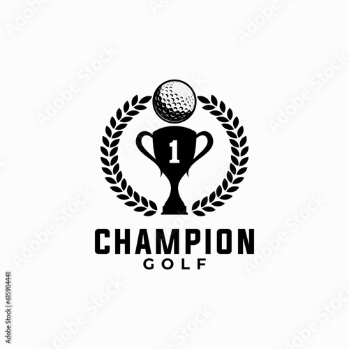 golf vector graphic template with ribbon and wreath illustration for sport club.