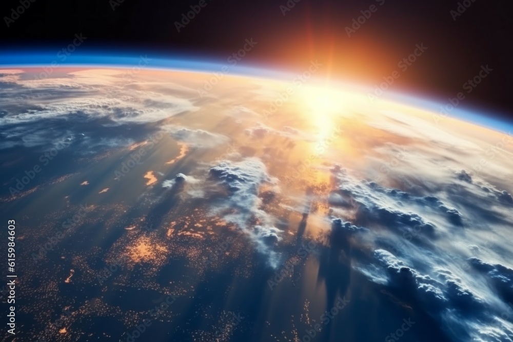 Flash of radiation after a nuclear explosion seen from space. The concept of thermonuclear war. AI generated Flash of radiation after a nuclear explosion seen from space. The concept of thermonuclear war. AI generated