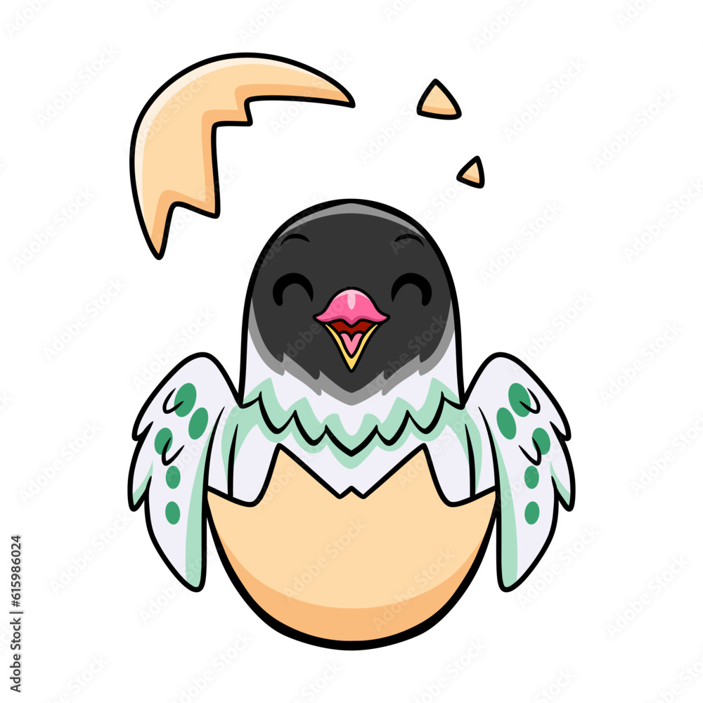 Obraz premium Cute agapornis malta lovebird cartoon inside from egg