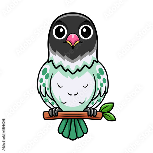 Cute agapornis malta lovebird cartoon on tree branch