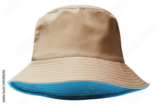 Summer travel bucket beach sun hat isolated.