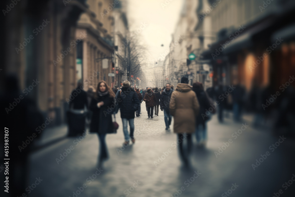 People Walking In The Street Blurry, Generative AI