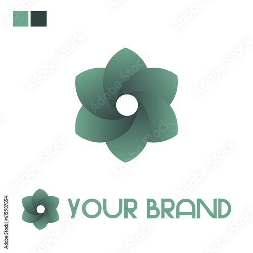 Nature brand logo for business in green color and leaves shape