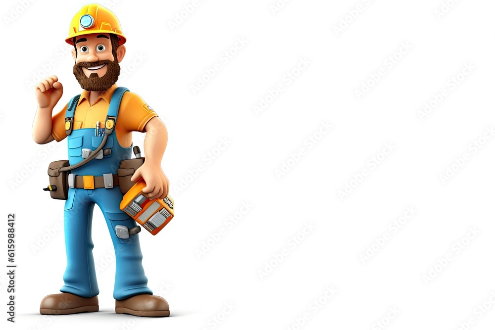 Caucasian Man Electrician Isolated White Background Good Looking With Copyspace Generative AI Caucasian Man Electrician Isolated White Background Good Looking With Copyspace Generative AI