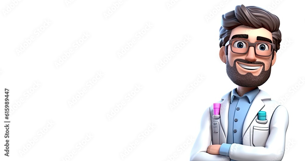 Caucasian Man Pharmacist Isolated White Background Charming With Copyspace Generative AI Caucasian Man Pharmacist Isolated White Background Charming With Copyspace Generative AI