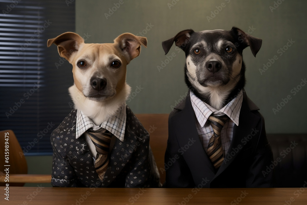 Photo & Art Print Two companionable dogs dressed in formal