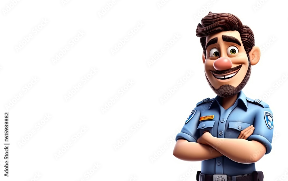 Caucasian Male Security Guard Isolated White Background Good Looking With Copy Space Generative AI