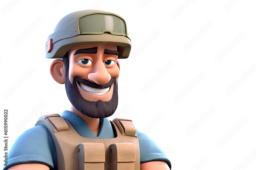 Caucasian Male Soldier Isolated White Background Handsome With Copyspace Generative AI Caucasian Male Soldier Isolated White Background Handsome With Copyspace Generative AI