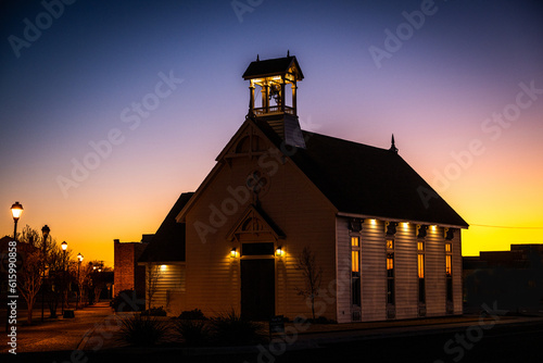 church at sunset