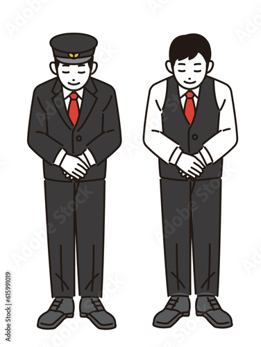 お辞儀をするタクシー運転手のベクターイラスト素材／観光／求人