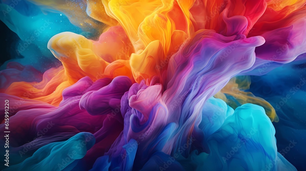 Enigmatic Abstraction: Vibrant Colors Swirl in Harmonious Chaos Generative AI
