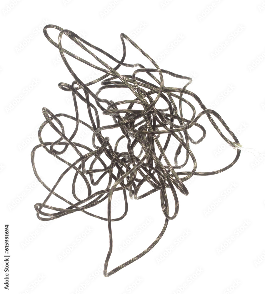 Tangle Mess Complicated Climbing Rope roll fly in air. Strong safety climbing rope for sport mountain hobby, need safety gear to lock hold weight of climber rope. White background isolated Tangle Mess Complicated Climbing Rope roll fly in air. Strong safety climbing rope for sport mountain hobby, need safety gear to lock hold weight of climber rope. White background isolated