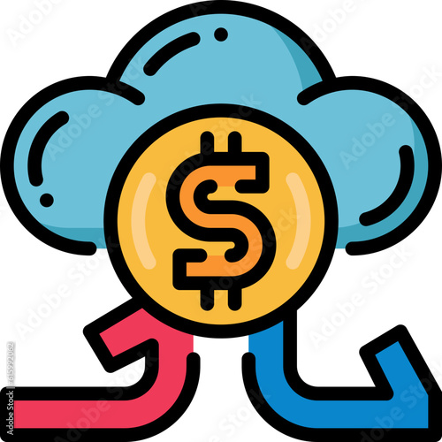 digital money filled outline icon