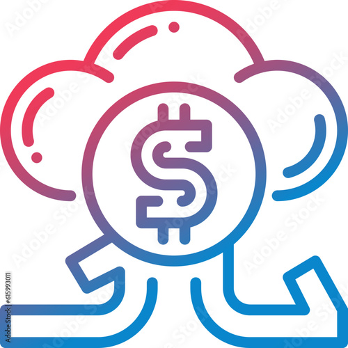 digital money gradient line icon