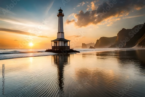 lighthouse at sunset