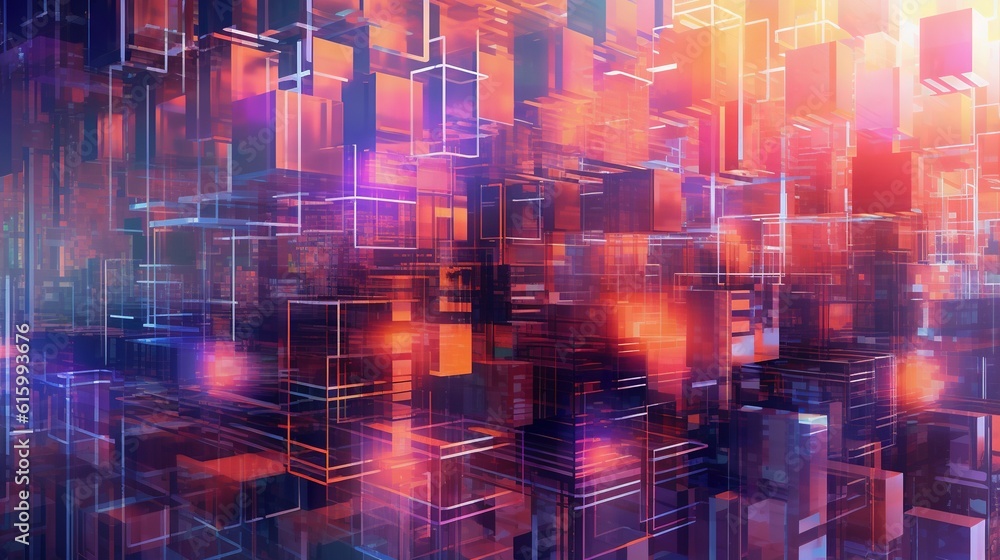 abstract city grid, digital art illustration