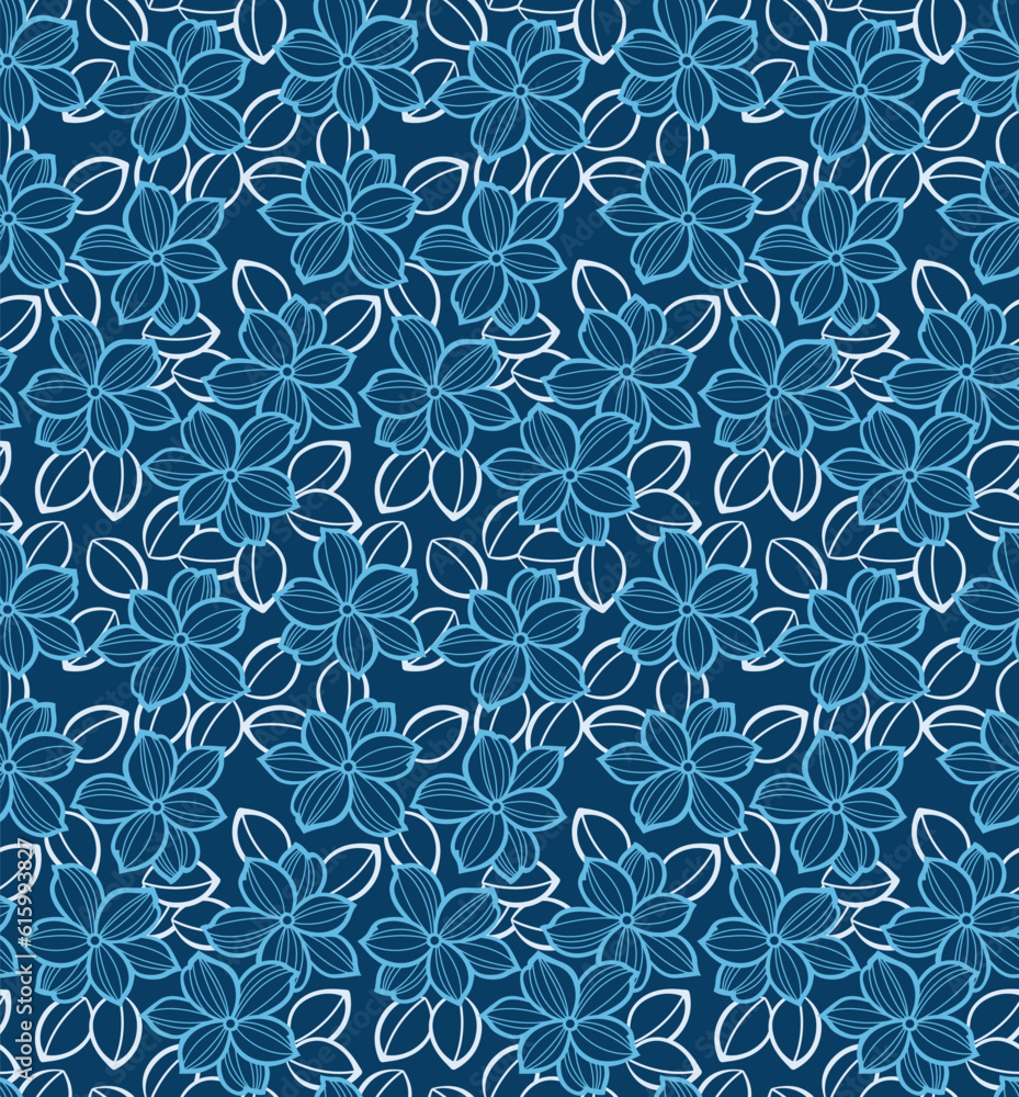 Obraz premium Japanese Petal Flower Vector Seamless Pattern 