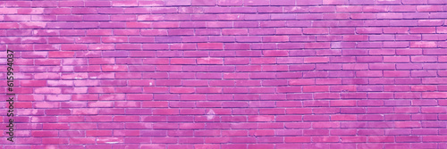 Vector realistic purple brick wall background. Panorama view photo