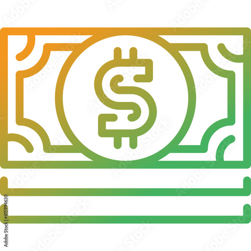 dollar bill gradient line icon