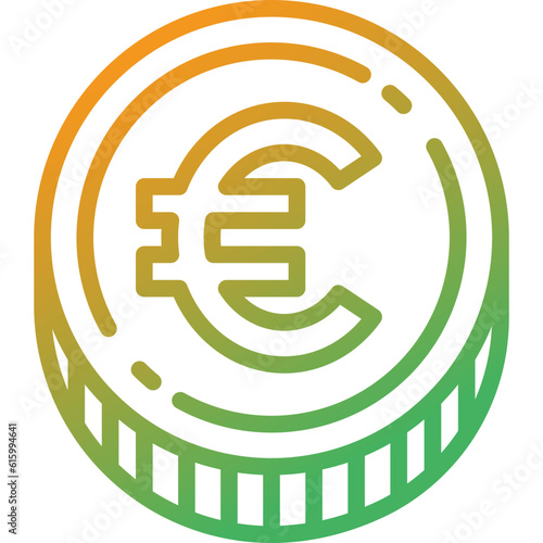 euro coin gradient line icon