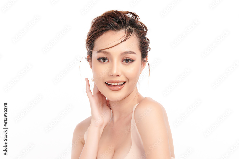 Beautiful young asian woman with clean fresh skin on white background, Face care, Facial treatment, Cosmetology, beauty and spa, Asian women portrait. Beautiful young asian woman with clean fresh skin on white background, Face care, Facial treatment, Cosmetology, beauty and spa, Asian women portrait.