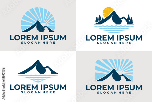 set of mountain logo vector design template