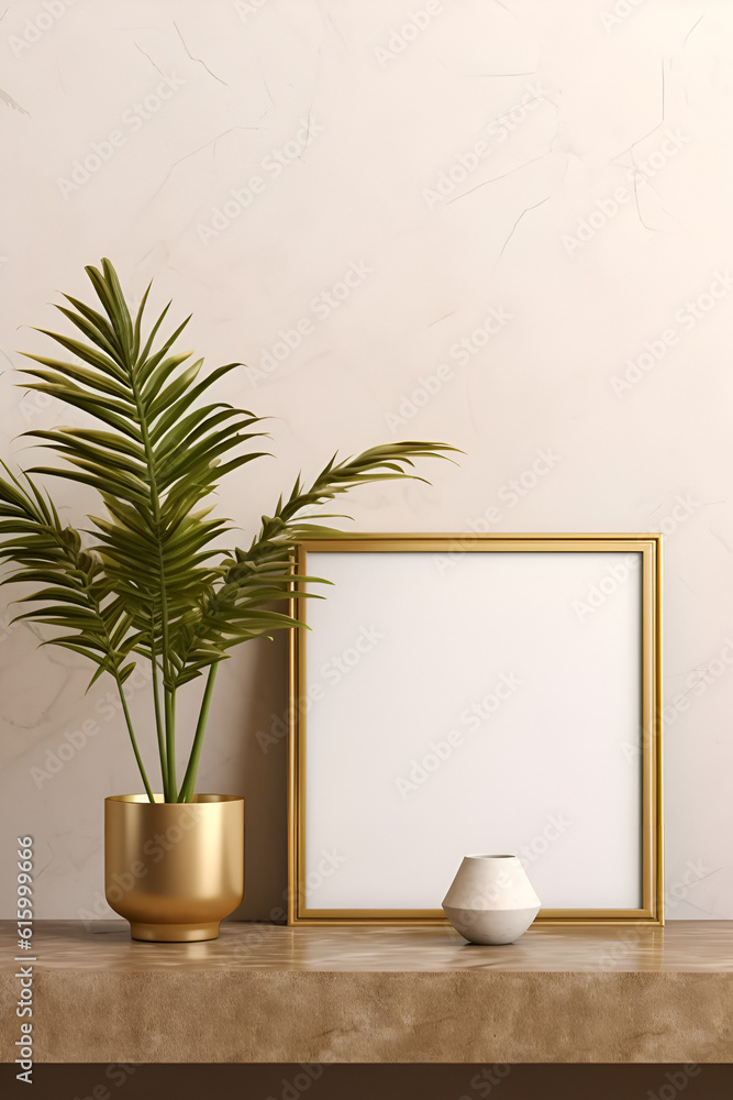 plant in a vase empty frame