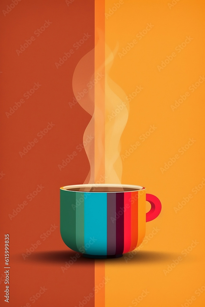 Coffee mug with rainbow colours. Isolated. Generative AI.