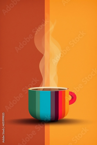 Obraz na płótnie Coffee mug with rainbow colours. Isolated. Generative AI. w salonie