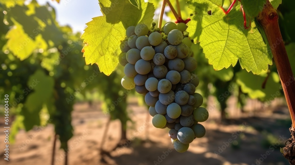 Agriculture, grapes are growing in the fields. Generative Ai