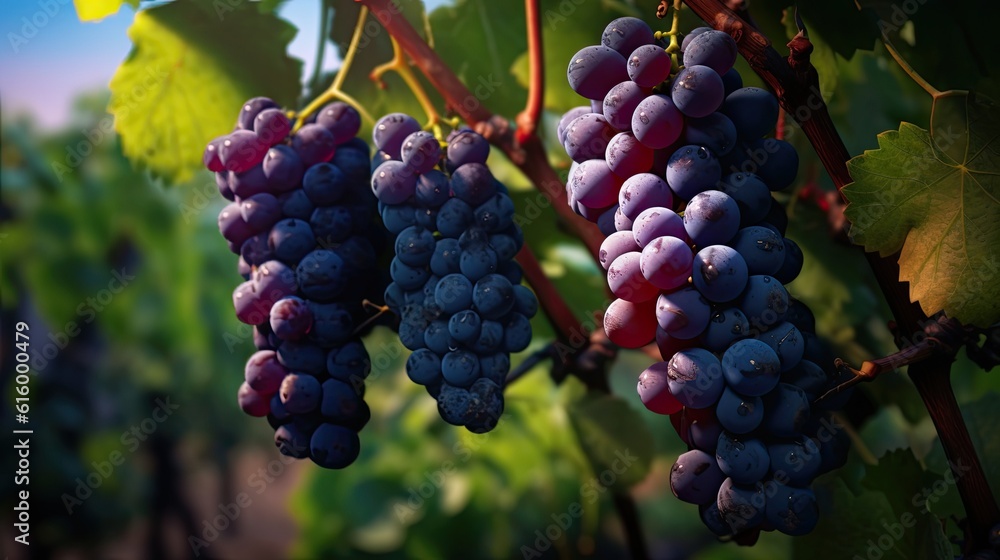 Agriculture, grapes are growing in the fields. Generative Ai Agriculture, grapes are growing in the fields. Generative Ai