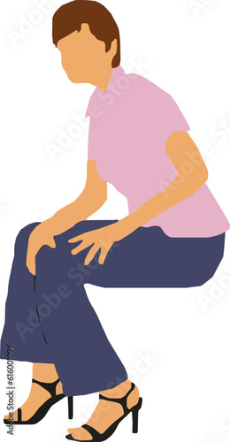 Seated Woman 9 Vector Illustration