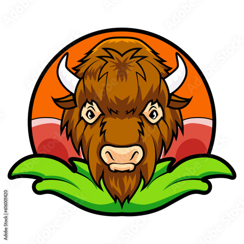 bison head logo design template