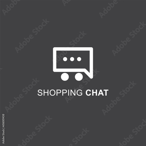 simple chat and shopping cart illustration logo