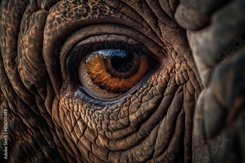 an elephant's eye, with the pupil visible to show how it is reflected in its eyes photo shutter