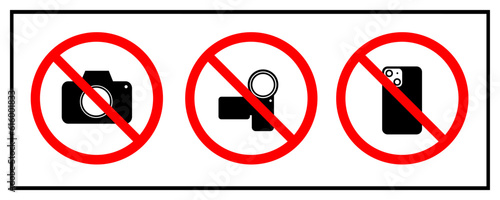No photography and no video recording sign for sticker printing