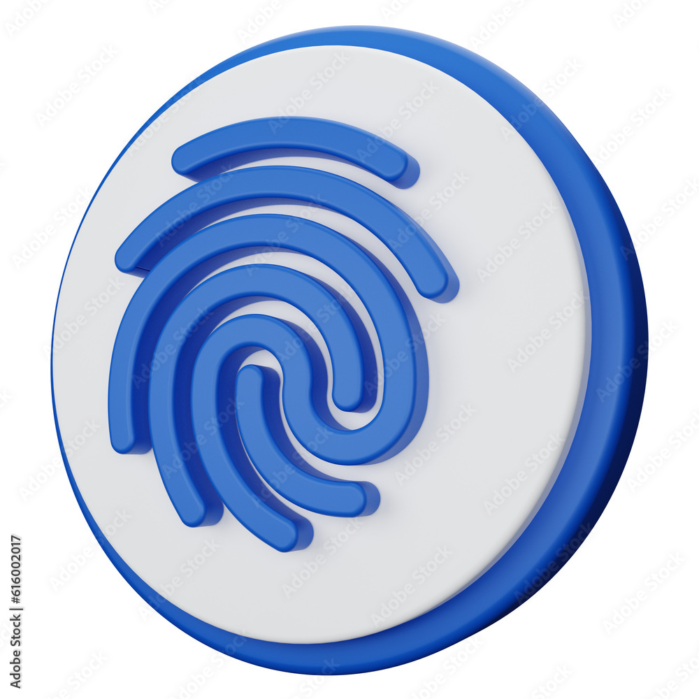 Fingerprint Button 3D Illustration Fingerprint Button 3D Illustration