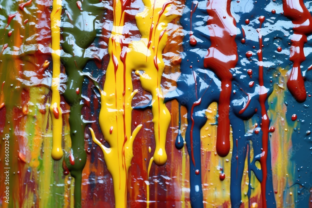 Naklejka premium Dripping Paint Texture: Thick drips and runs of paint on a surface, capturing the raw and messy nature of wet paint. 