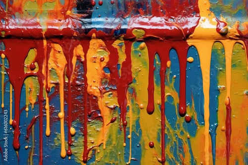 Dripping Paint Texture: Thick drips and runs of paint on a surface, capturing the raw and messy nature of wet paint. 