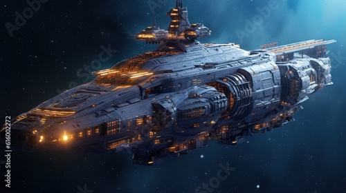 Fototapeta Naklejka Na Ścianę i Meble -  spacecraft warship, digital art illustration
