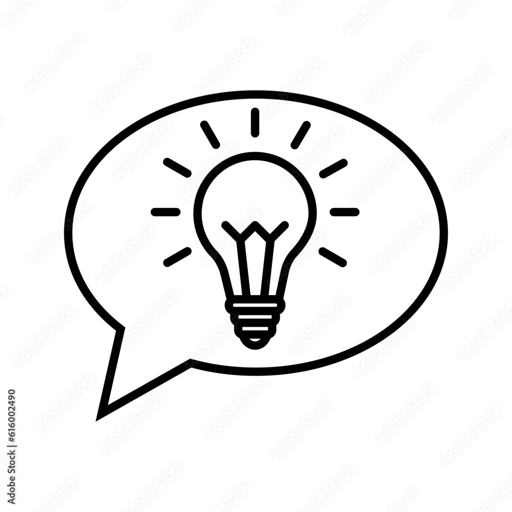 chat bubble with lightbulb icon vector