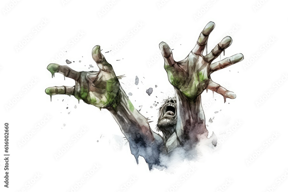 Fototapeta premium Zombie hands reaching out of the ground or through windows