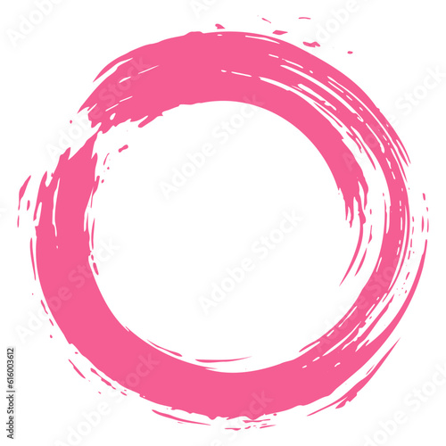 Zen Pink Circle Brush Stroke Art Logo Design Vector