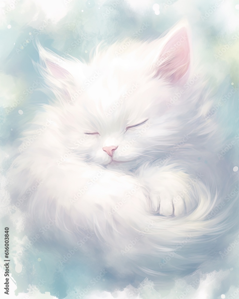 watercolor techniques to paint a cat print that has soft and fluid brushstrokes. subtle splashes of color to create a dreamy and ethereal effect . Cute cat watercolor techniques to paint a cat print that has soft and fluid brushstrokes. subtle splashes of color to create a dreamy and ethereal effect . Cute cat