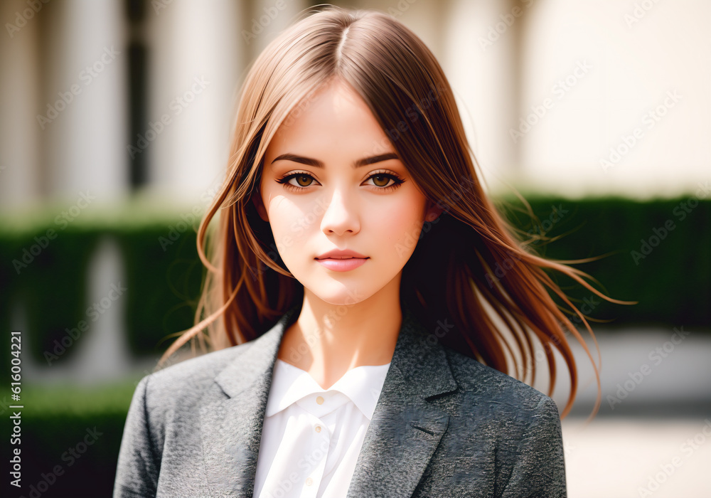 Fototapeta premium Fashion portrait beautiful woman. Generative AI