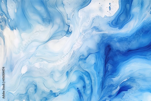 Blue Marble Swirls: Use shades of blue and white to depict swirling patterns on a marble texture background, resembling ocean waves.