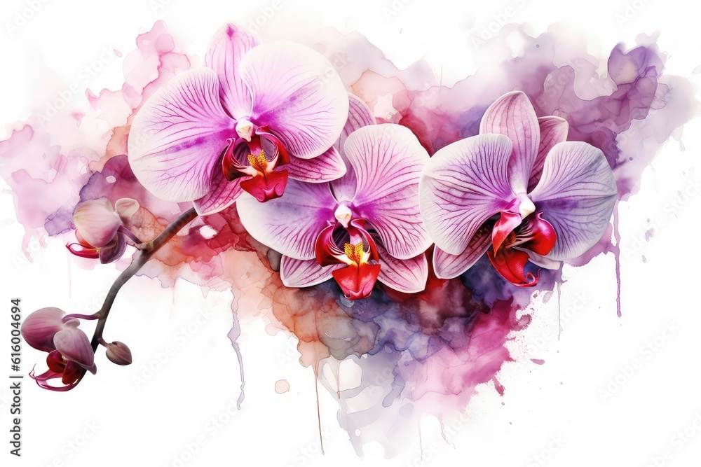 Naklejka premium pink orchid on a white background