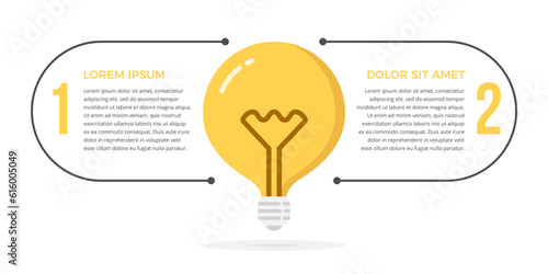 Yellow bulb with two elements for your text, vector eps10 illustration