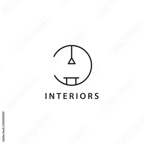 Home interior logo, minimalist furniture design template style line